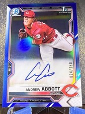 2021 Andrew Abbott Bowman Draft Chrome 1st Blue Refractor Auto #CDA-AA 24/150