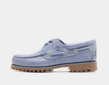 Image of Timberland Authentic 3-Eye Lug Boat Leather Shoe for Men in Blue