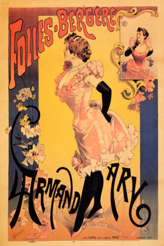 FOLLIES BERGERE ARMAND ARY SINGER SHOW GIRL PARIS FRENCH VINTAGE POSTER REPRO - 第 1/1 張圖片