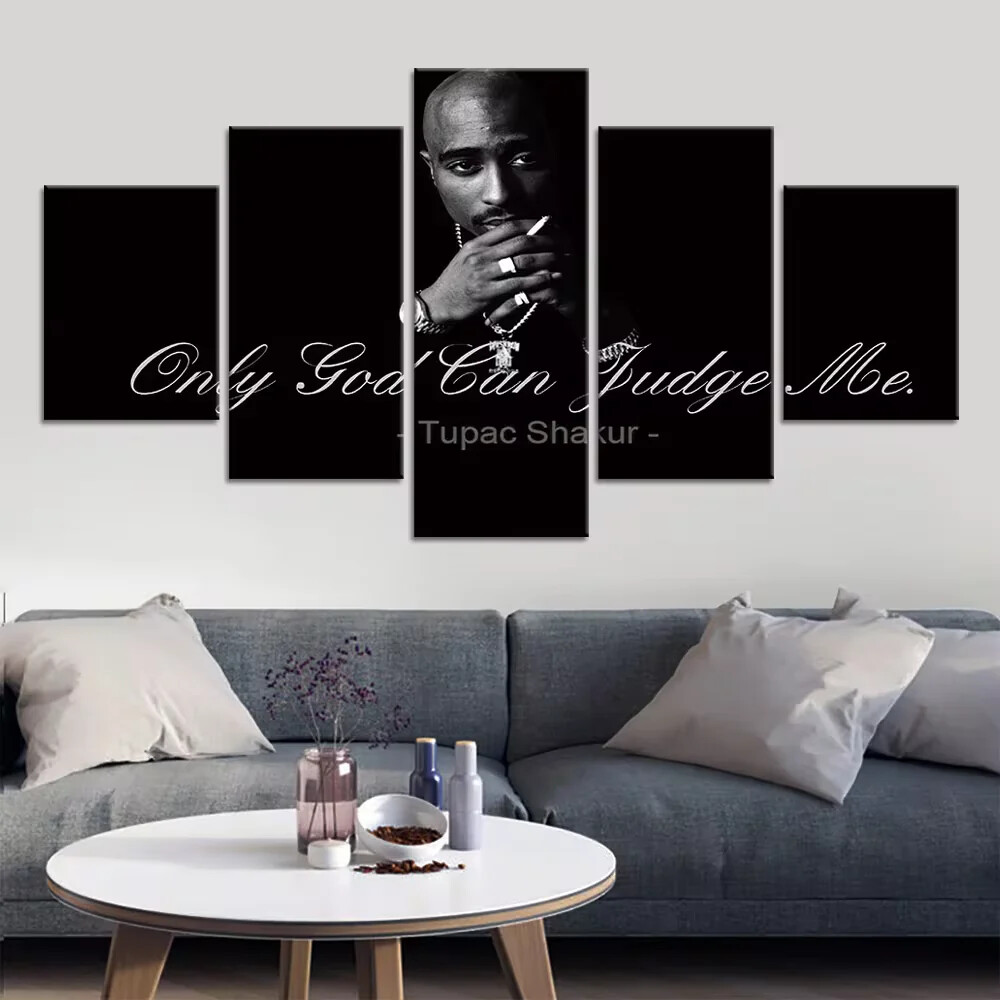 Tupac Shakur Only God Can Judge Me 2Pac 5 Piece Panel Canvas Wall