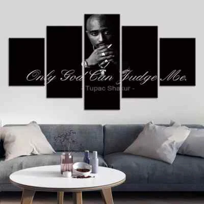 FABTASTIC.CO Tupac Shakur Only God Can Judge Me 2Pac 5 Piece Panel Canvas Wall Art Photo