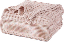 100 Cotton Waffle Weave Blanket King Size, Soft Lightweight Breathable Cozy Bla