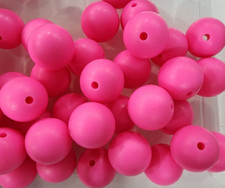 5 pc. Bright Pink Silicone 15mm beads Food Grade silicone Solid 121191033