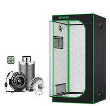 VIVOSUN 32"x32"x63" 2.7x2.7ft Hydroponic Grow Tent w/ 4" Inline Fan Kit 203 CFM