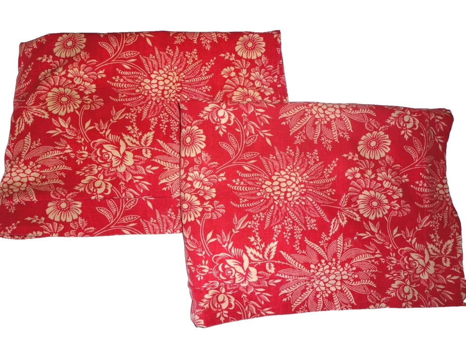 RESTORATION HARDWARE RED & TAN PAISLEY FLORAL (3) STANDARD PILLOW SHAMS 20X28 - Image 3 of 4
