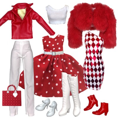 Clothes Deluxe Fashion Pack for 12 inch Fashion Doll POPPY POLKA Set Red/White