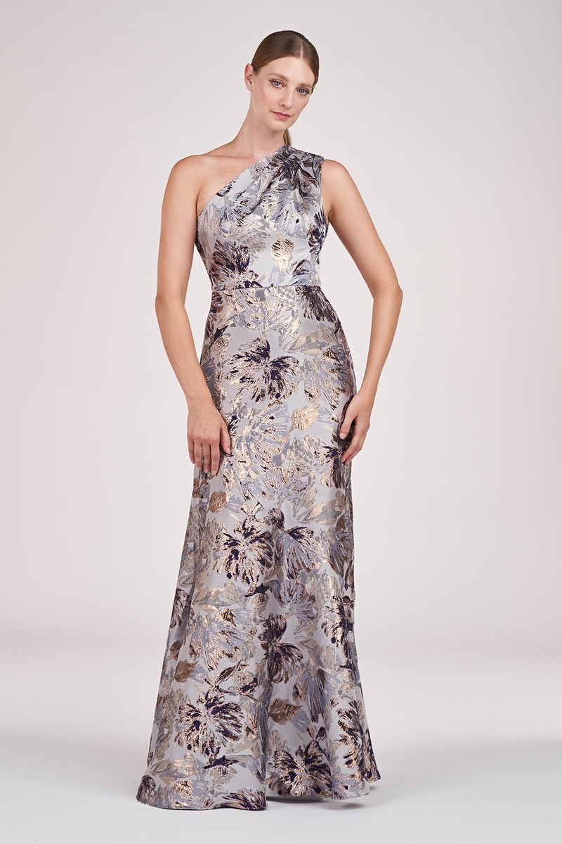 Shatrell Shawl Collar Peplum Dress ワンピース NEW KAY UNGER ONE SHOULDER GIANELLA JACQUARD GOWN DRES Size
