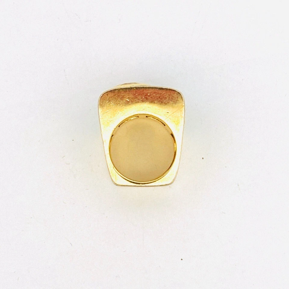 Anillo Adrienne Arpel verde azulado esmalte vermeil sobre plata 925 retro llamativo talla 7 Foto 4 de 4