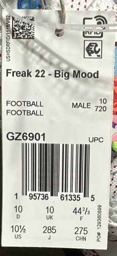 ADIDAS FREAK 22 BIG MOOD FOOTBALL CLEATS DSG SM WHITE RED GZ6901 sz 10.5 - Picture 5 of 5