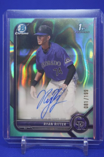 2022 Bowman Draft - Chrome Autographs Ryan Ritter #CDA-RR Aqua Lava /199