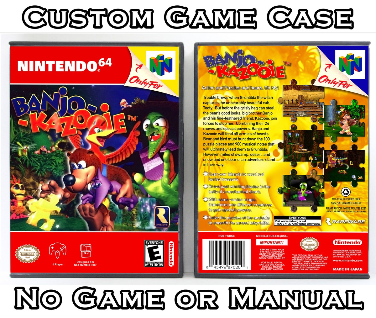 1998 BanjoKazooie 64 任天堂 ホログラム ケース　グリーン 1998 BanjoKazooie 64 任天堂 ホログラム ケース グリーン Banjo