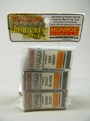 MONROE MODELS WEATHERING POWDER (3) GRIME & RUST aging corrosion MON2913 NEW