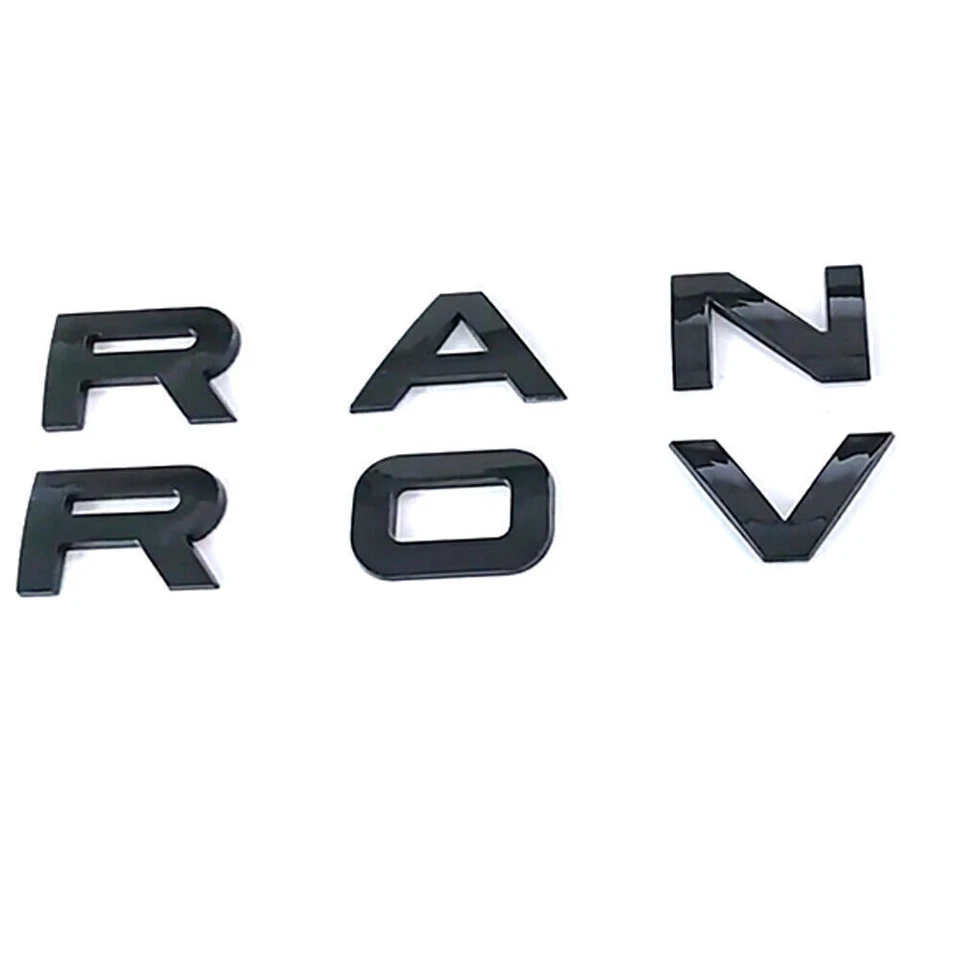 2 letras negras brillantes del capó delantero y del portón trasero para Range Rover Sport Evoque emblema Foto 2 de 2