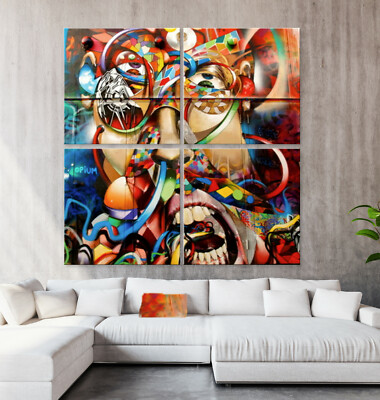 GRAFFITI WALL Leinwand Bild Modern Wohn Wandbild Abstrakt Pop Street Art Deko XL