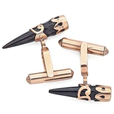 Vintage Jet 9K Yellow Gold Horn Bullet Back Cufflinks