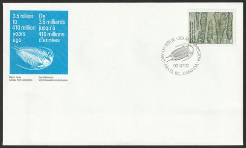 Canada #1281, Prehistoric Life, Fossil Algae, Official First Day Cover, FDC 1990