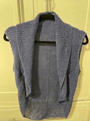 Topshop blau ärmellos Pullover Cardigan gehäkelt, Größe 8 - Größe 14