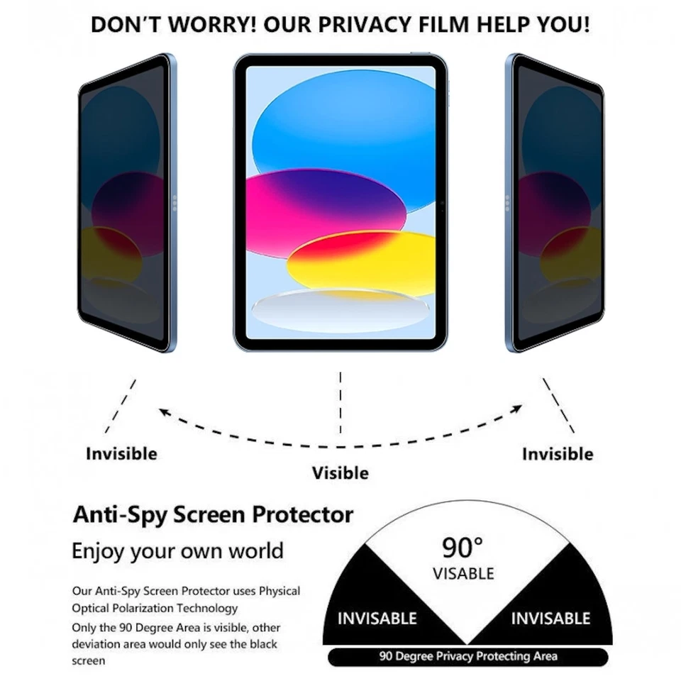 Für Apple iPad (A16) 2025 11" / 11th Hartglas Blickschutz Panzerfolie Privacy - Bild 4 von 4
