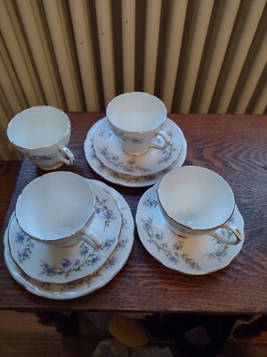 DUCHESS VINTAGE BONE CHINA TRANQUILITY FORGET ME NOT TRIO 
