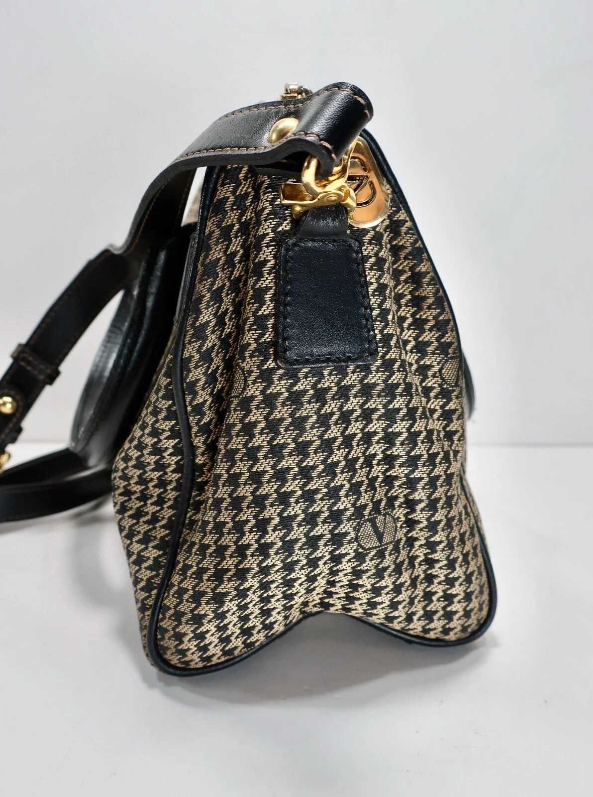 Borsa a mano VALENTINO GARAVANI in tela marrone a tracolla 2 vie con pied de poule