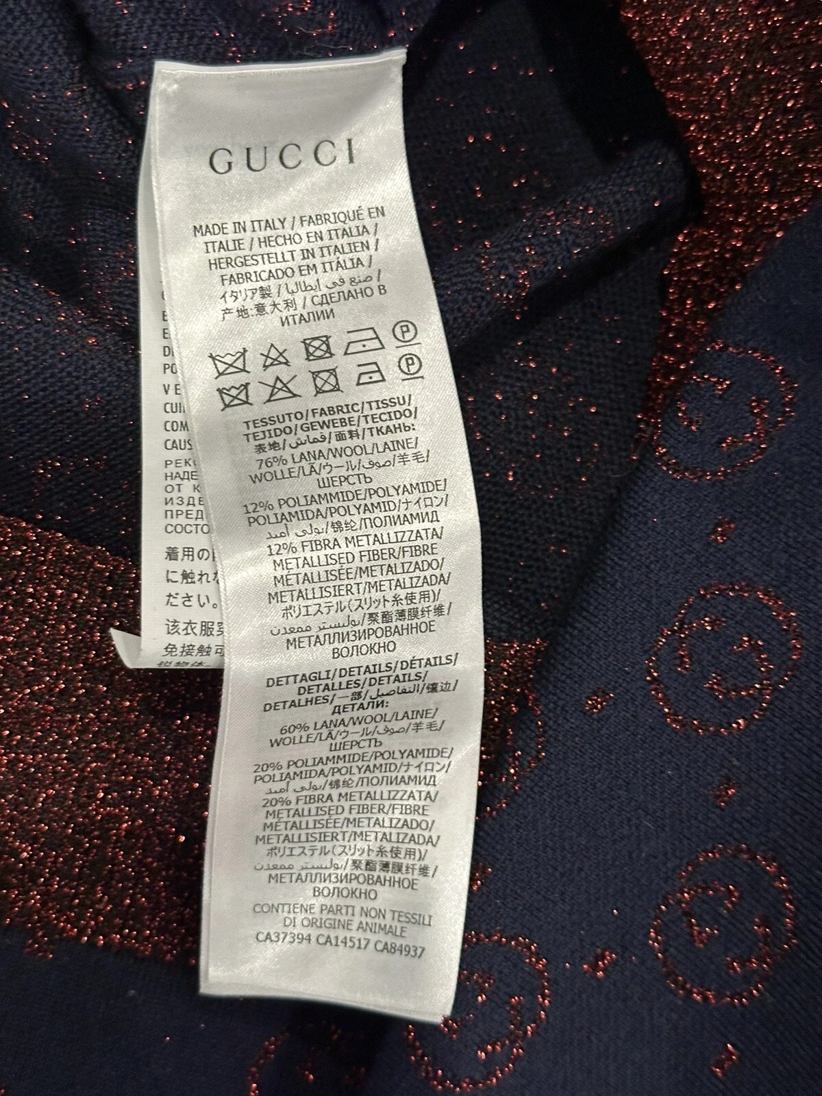 Giacca Cardigan Gucci Metallic Monogram GG Lurex Lame Jacquard Blu Rosso XXS