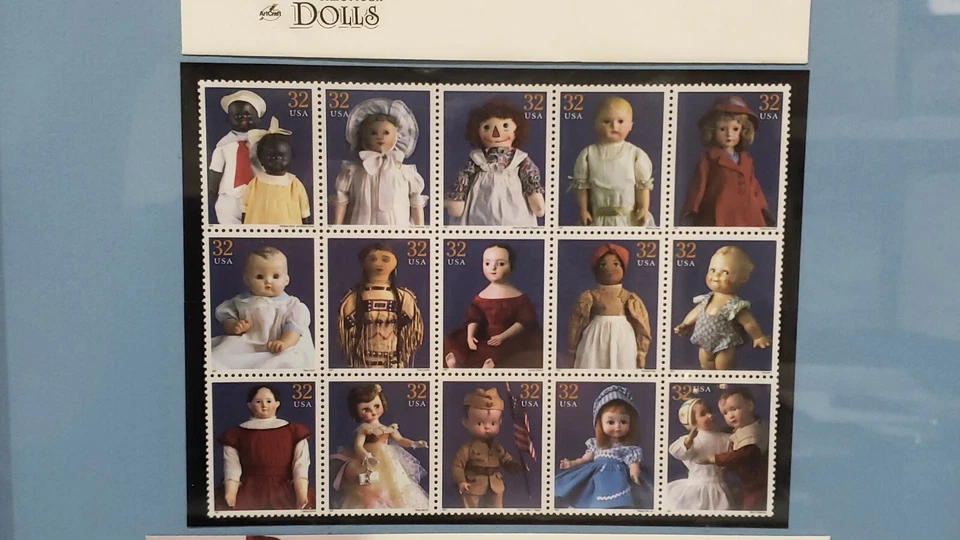 Framed Classic American Dolls USPS Stamps 15 32 Cent sheet Australian Bears - Image 3 of 4