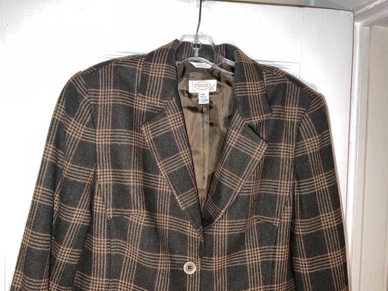 Talbots 2  Button Wool Blend Blazer Jacket Plaid … - image 2
