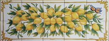 Pannello Decorato A Mano 40x100 Limoni Piastrelle ceramica Vietri