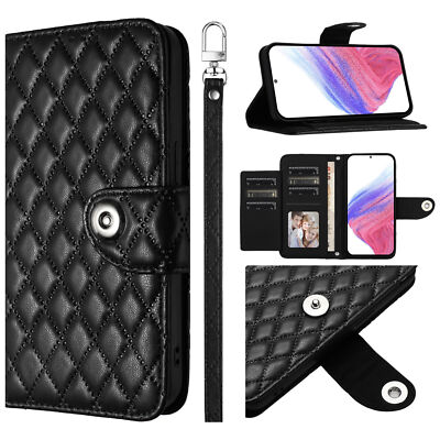 Leather Grid Wallet Phone Case For Infinix Tecno Motorola Google ZTE TCL Sharp