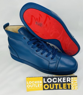 CHRISTIAN LOUBOUTIN Size 48 US 13.5 Teal Solid Leather High Top