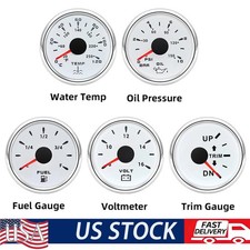 5 Gauge Se 52mm White Fuel Level Oil Pressure Water Temp Volt Trim For Boat Car 5 Gauge Se 52mm White Fuel Level Oil Pressure Water Temp Volt Trim For Boat Car