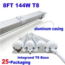 144w T8 LED Tube Lights 8ft LED Shop Light Ceiling Fixture 6500K 25PACK