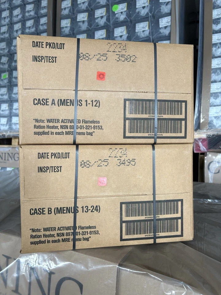 MRE US Military Ready to Eat Meals INSP 2025 - Case A + Case B (24 Total Meals)