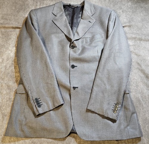 Luciano Natazzi Luxus Kammgarn Wolle/Seide Hahnentritt 3-Knopf Doppelschlitz Blazer - Bild 1 von 22