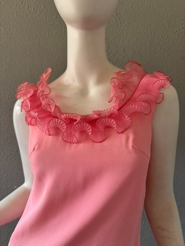 Vintage 60s Pink TWIGGY Ruffle Go-Go MOD Mini Party Dress XS/S, $84 - Photo 7