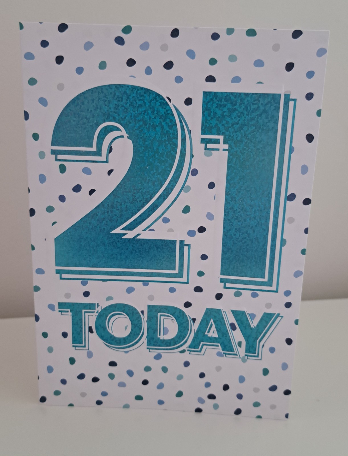 Mens 21 Today Birthday Card. Colourful Design. 19x13cm