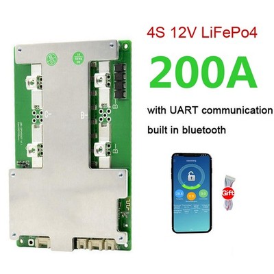 JBD Smart BMS 4S 12V 200A LiFePo4 Battery Board Common Port w/ Balance & Cable