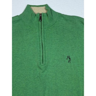 Bobby Jones Mens Green Quarter Zip Golf Sweater Pullover XL Cotton