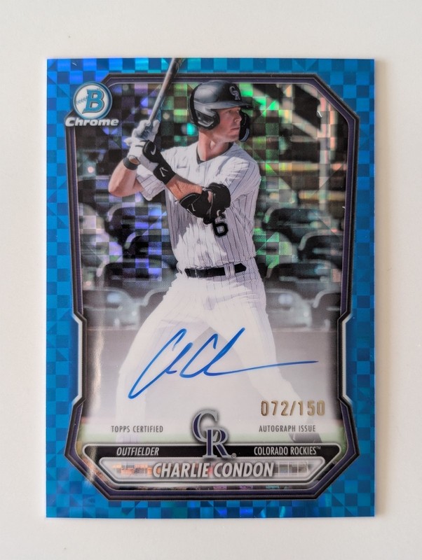 2025 Bowman Chrome Auto Charlie Condon #CPA-CC Blue X-Fractor /150 Rockies