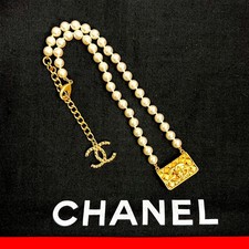 Chanel Coco Mark Matelassé Necklace Women Gold One Size