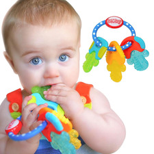 Nuby Ice Gel Teether Keys - Silicone Soothing Baby Teether Toys for Infants - Ge