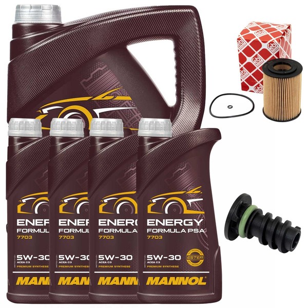 MotoröL Filter Set Mannol 5W-30 PSA 9 Liter + Schraube FüR Mercedes E-Klasse-image