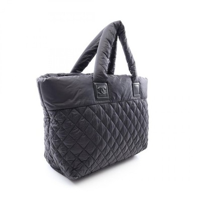 CHANEL Coco Cocoon MM Tote Handtasche A48611 Nylon Leder Schwarz Gebraucht Damen