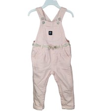Toddler Overalls OshKosh 18 mo Vestbak Pink Conductor Hickory Stripe Ribbon Belt