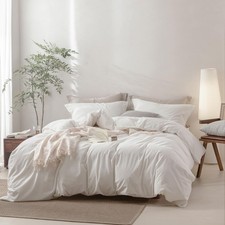 Linen Feel Off White Duvet Cover Oversized Queen Size 98 L x 98 W, Percale 10...
