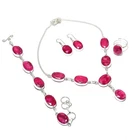 Faceted Red Kashmir Rubi Gemstone Handmade 925 Sterling Silver Jewelry Set s409