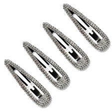 4 Pcs 2.36 Inch Silver Rhinestone Clips - Hair 1 Count Pack of 4 ,
