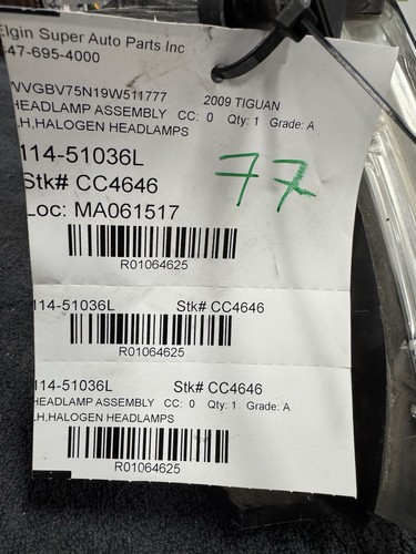 2009-2011 Volkswagen Tiguan Left Driver LH Side Halogen Headlight OEM  - Photo 5 sur 8