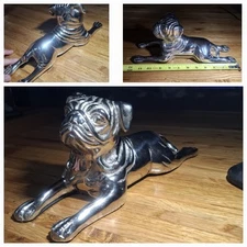 Vintage Aluminum Or cast metal Crafted Figure of Pug Dog 12" ---1 Foot Long