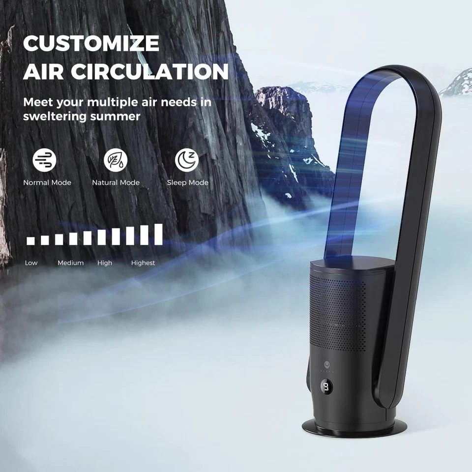 ULTTY CR022 Turmventilator mit Fernbedienung leise Schwarz für Büro&SchlafZimmer - Bild 2 von 4